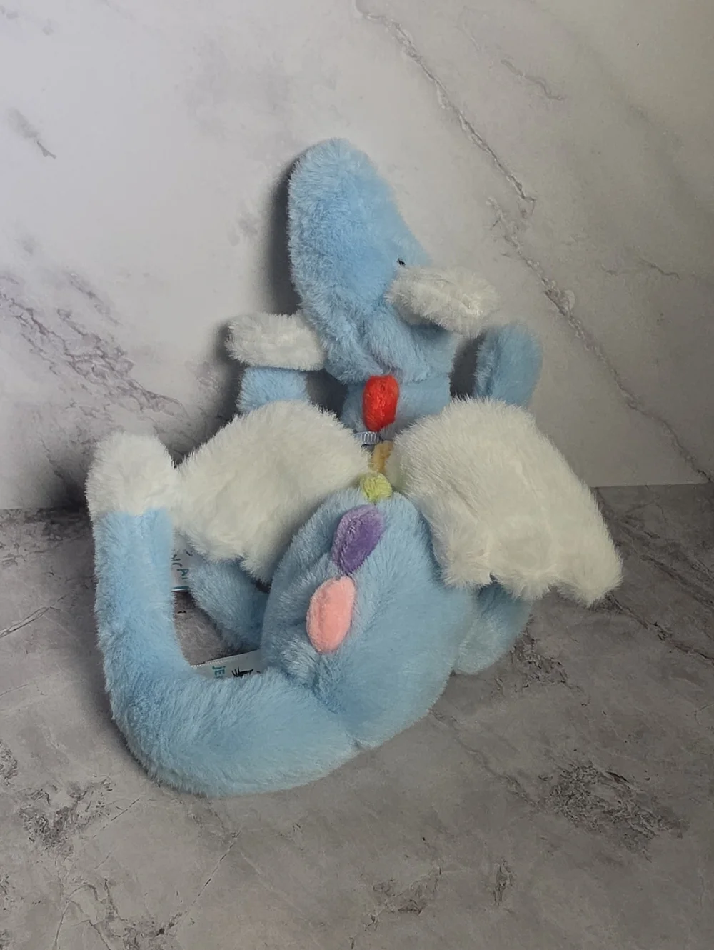Jellycat Blue Plush Bunny Keyring with Rainbow Spots